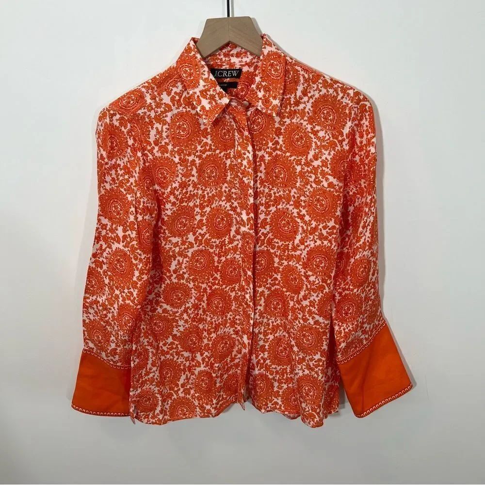 J.Crew Classic-fit drapey cupro-blend shirt in floral crown BQ751 | Size 4